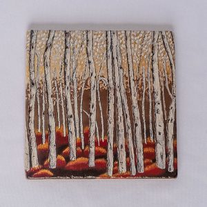 Birch Forest Marble Stone Coaster - 4" x 4"