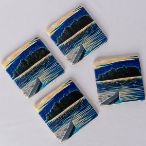 Dock Reflection Marble Stone Coasters - set of 4