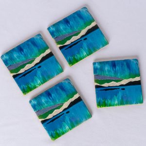 Northern Lights Marble Stone Coasters - set of 4