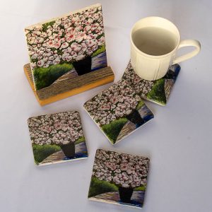 Claude Monet Marble Stone - 4 Coasters + Trivet