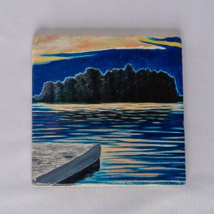 Dock Reflection Marble Stone Coaster - 4" x 4"
