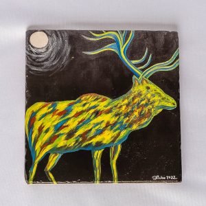 Psychedelic Moose Marble Stone Coaster - 4" x 4"
