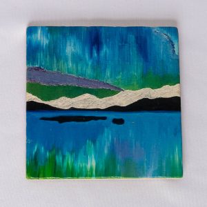 Northern Lights Marble Stone Coaster - 4" x 4"