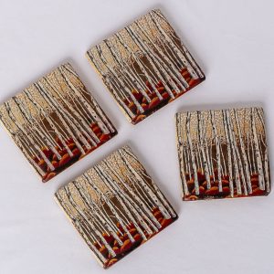 Birch Forest Marble Stone Coasters - set of 4